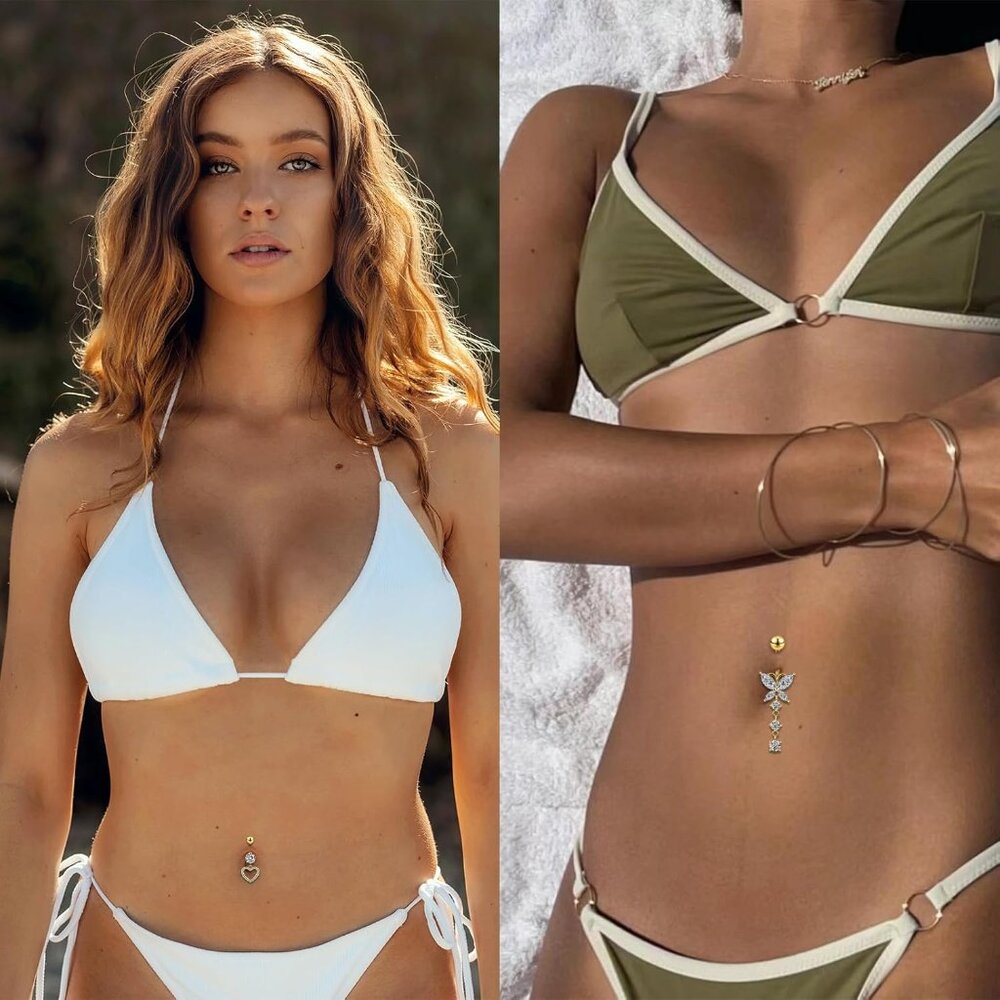 9pcs Belly Button Ring Dangle Stainless Steel Bel… - image 6